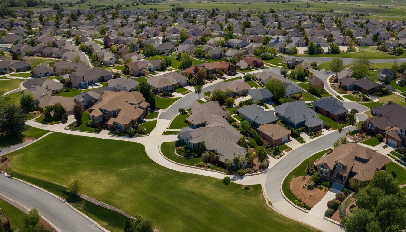 Aerial view of homes located in a suburban neighborhood near Hill Air Force Base